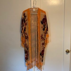 Free People Beaded Burnout Velvet Kimono